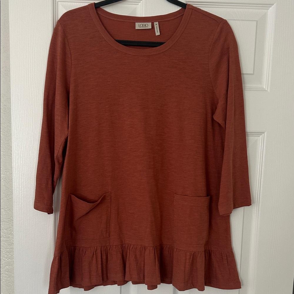 LOGO by Lori Goldstein Terracotta Tunic with Pockets